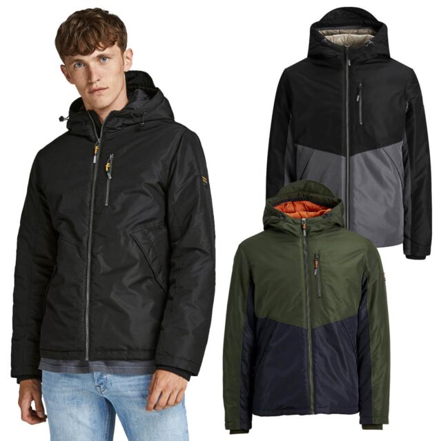 Jack & Jones Mens Faster Zip Pockets Contrast Lined Hooded Jacket