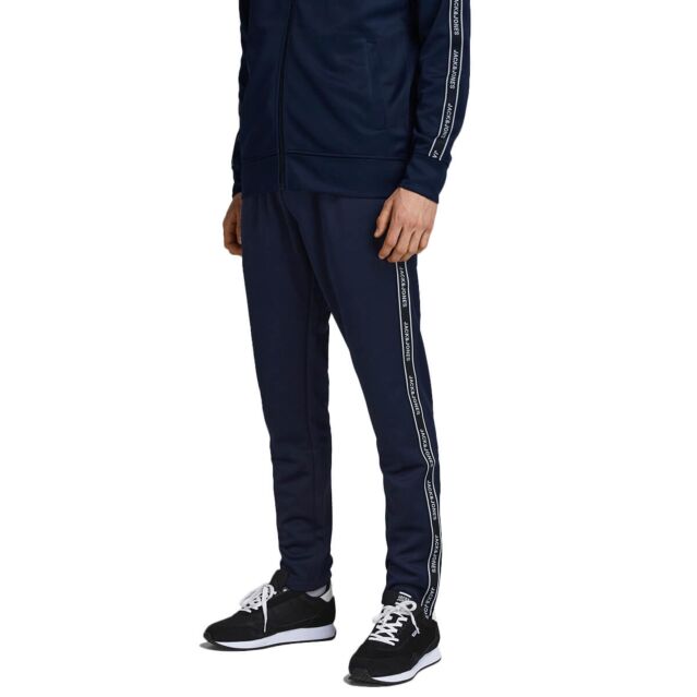 Jack & Jones Mens Ztaping Branded Tape Regular Fit Sweatpants Joggers