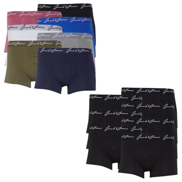 Jack & Jones Mens Handwrite Logo Stretch Waistband 7 Pack Boxer Briefs