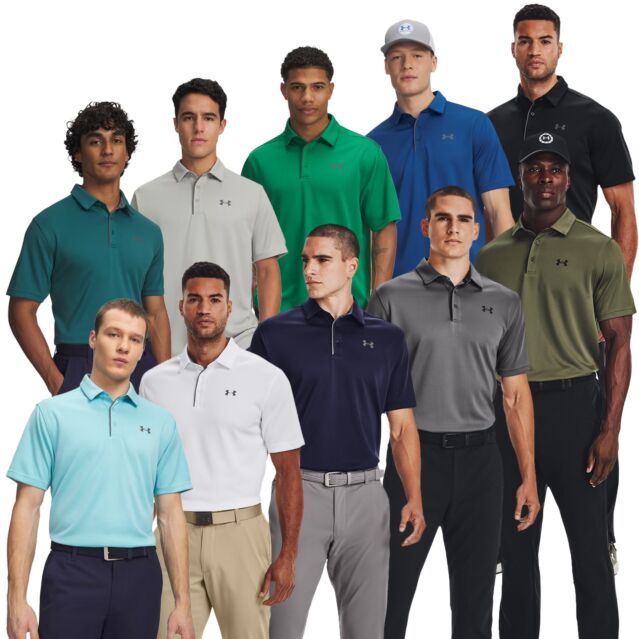 Under Armour Mens Golf Tech Wicking Textured Soft Light Polo Shirt