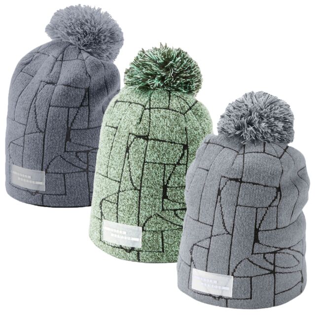 Under Armour Womens UA Graphic Soft Knit Comfy Ribbed Pom Beanie Hat