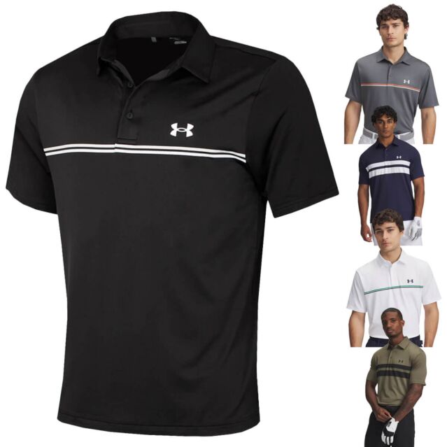 Under Armour Mens UA Playoff 3.0 Stripe Golf Loose Fit Polo Shirt