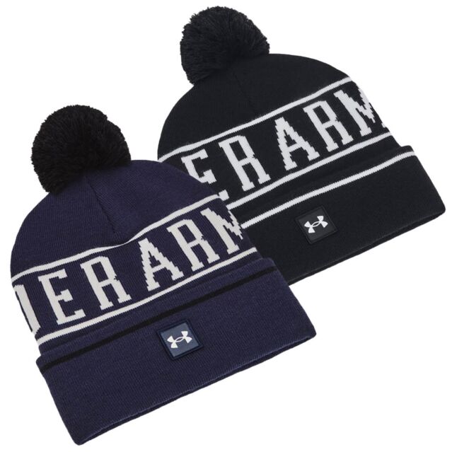 Under Armour Mens UA Halftime Embroidered Logo Soft Pom Beanie Hat