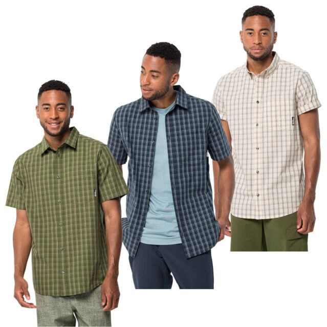 Jack Wolfskin Mens Hot Springs Checked Organic Cotton Casual Shirt
