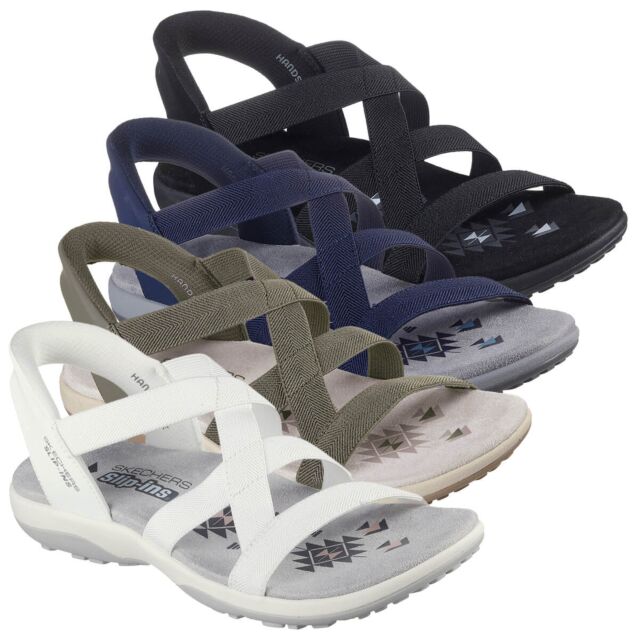 Skechers Womens 2026 Reggae Slim - Stretch Flex Slip-In Stretch Sandals