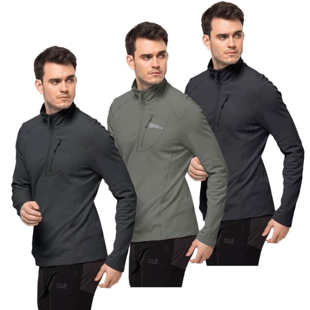 Jack Wolfskin Mens Kolbenberg Half Zip Midlayer Stretch Fleece Sweater