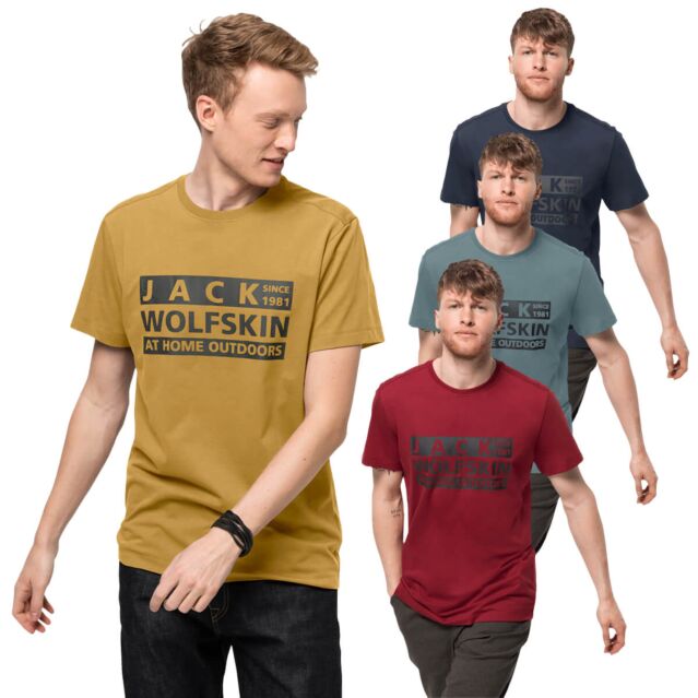 Jack Wolfskin Mens Brand Organic Cotton Printed Crew Neck T-Shirt
