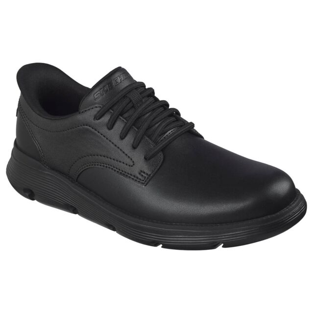 Skechers Mens 2026 Garza - Duran Leather Upper Memory Foam Slip-In Trainers