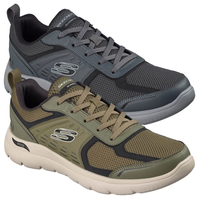 Skechers Mens Arch Fit Summits Leege Memory Foam Leather Trainers
