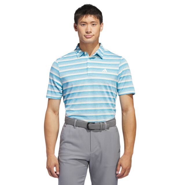 adidas Golf Mens Two Colour Striped Sustainable Polo Shirt