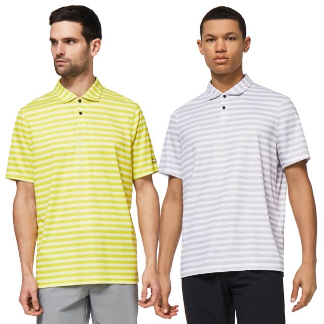 Oakley Mens Step Shade Stripe RC Hydrolix Moisture Wicking Polo Shirt