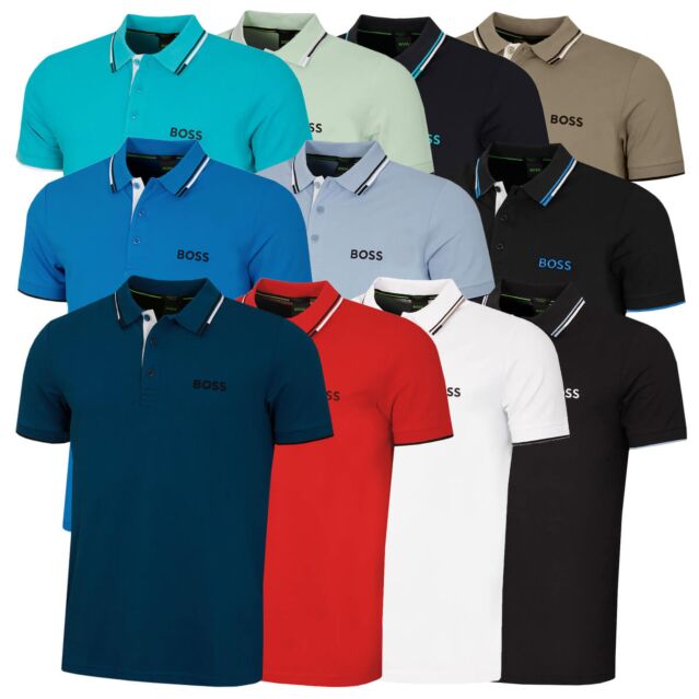 Hugo Boss Mens Paddy Pro Contrast Stripe Regular Fit Boss Logo Polo Shirt