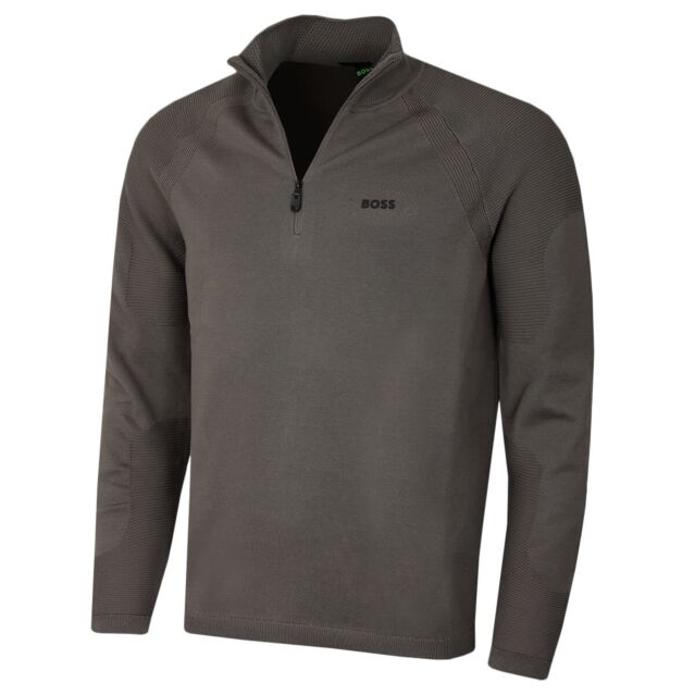 Hugo Boss Mens Perform X Thermo-Regulating Cotton Blend 1/4 Zip Sweater