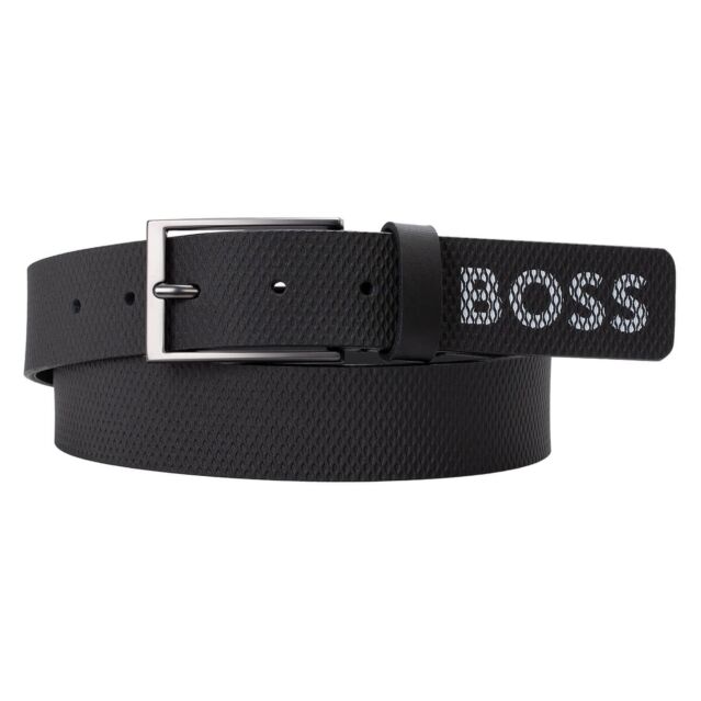 Hugo Boss Mens Tino Net Metal Buckle Italian Cow Leather Golf Belt