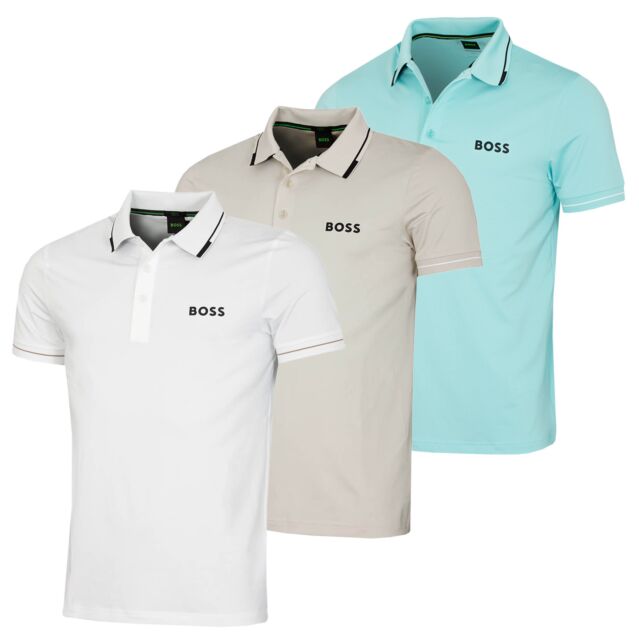 Hugo Boss Mens Paddy Pro BOSS Contrast Stripe Golf Polo Shirt