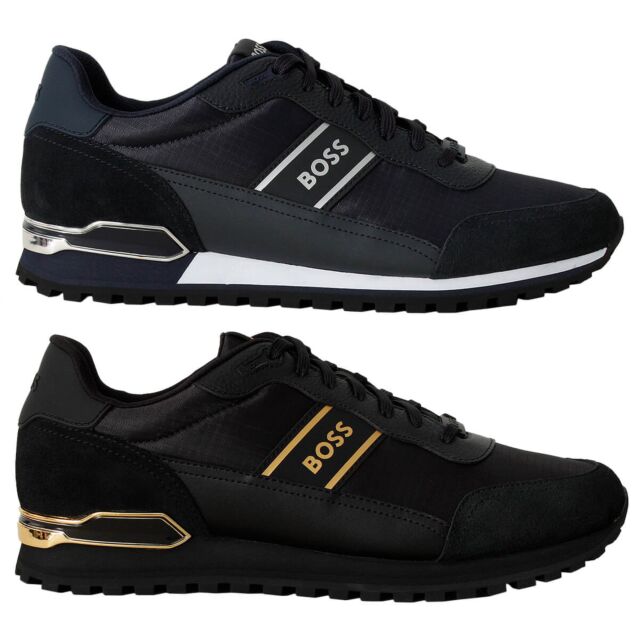 Hugo Boss Mens Parkour L Runn RSMX Mixed-Material Lace Suede Trim Trainers