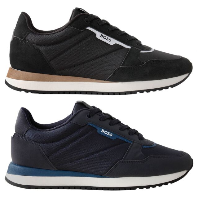 Hugo Boss Mens Kai Lightweight Faux Nubuck Leather Trainers Running Shoes