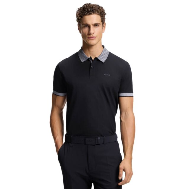 Hugo Boss Mens 2026 Chip Paddy Quick Drying Stretch Cotton Golf Polo Shirt