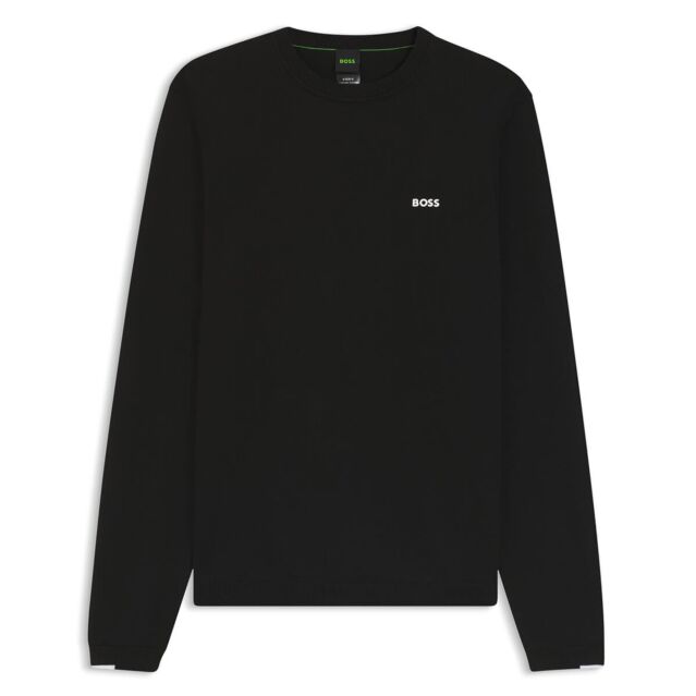 Hugo Boss Mens 2026 Ever-X Soft Cotton Perforated Crew Neck Golf Sweater