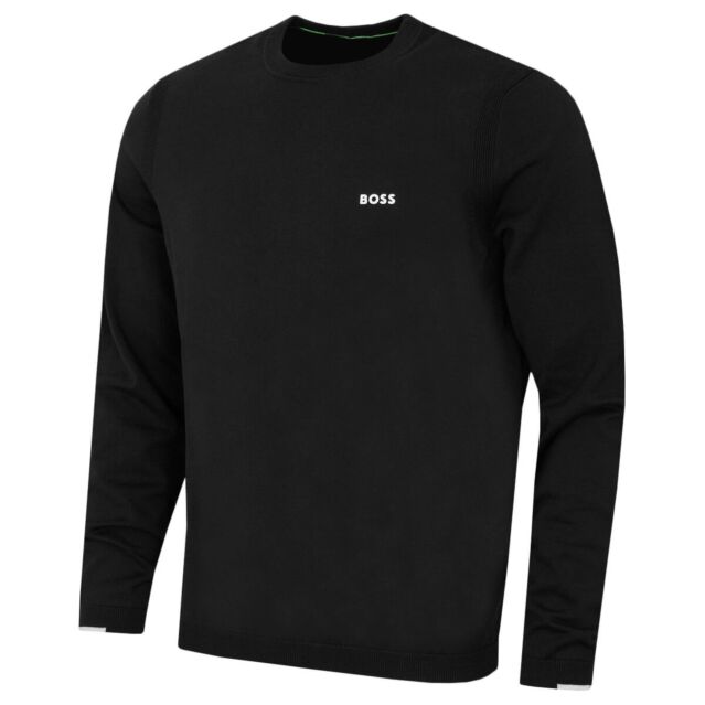 Hugo Boss Mens 2026 Ever-X Soft Cotton Perforated Crew Neck Golf Sweater