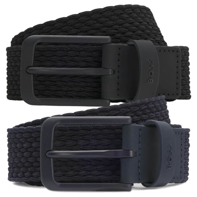 Hugo Boss Mens Vern Woven Texture Leather Premium Casual Golf Belt
