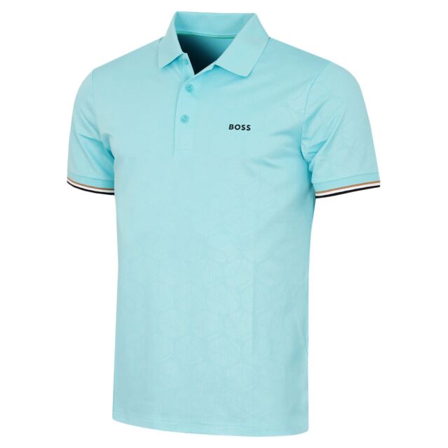Hugo Boss Mens Active Slim-fit Tennis-Ball Pattern Stretch Golf Polo Shirt