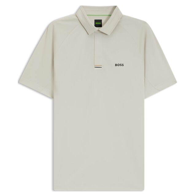 Hugo Boss Mens Paddy Active Stretch Pique Wicking Stripe Golf Polo Shirt