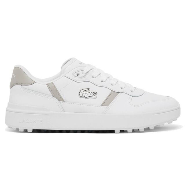 Lacoste Mens 2026 T-Clip Premium Leather Flexible Spikeless Golf Shoes