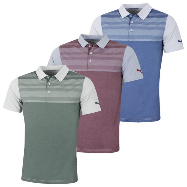 Puma Golf Mens Crossings Crest DryCELL Fusion Yarn Polo Shirt