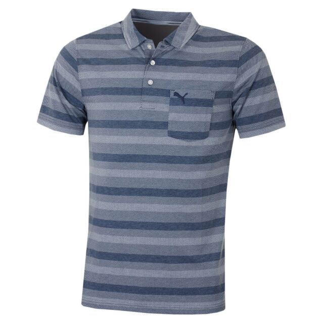 Puma Golf Mens TOUR Stretch Edition Pro Wicking DryCell Stripe Polo Shirt
