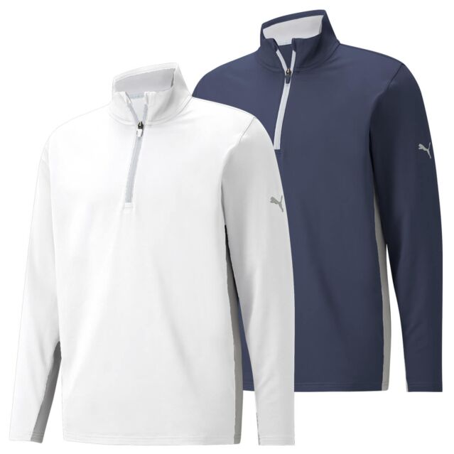 Puma Golf Mens Gamer Quarter Zip Moisture Wicking Colour Block Sweater