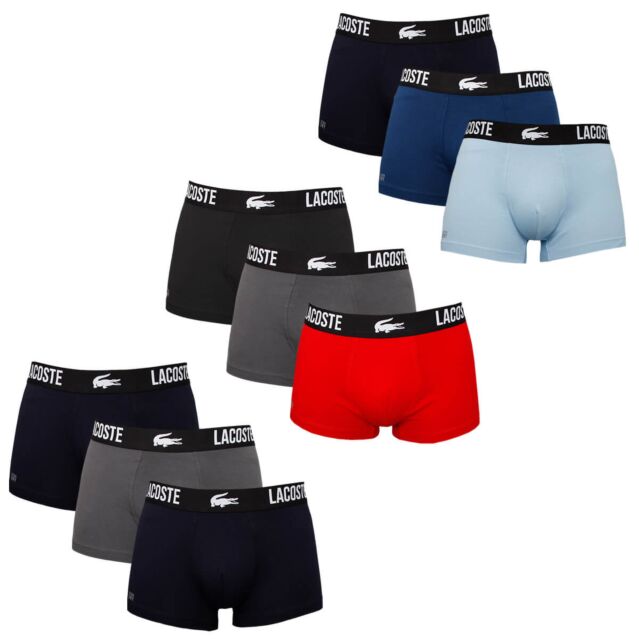 Lacoste Mens 3-Pack Logo Waist Stretch Cotton Boxer Briefs