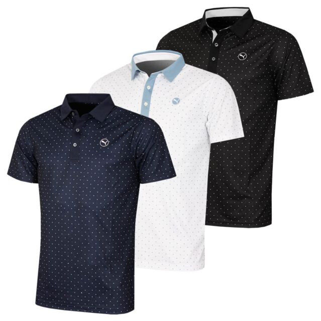 Puma Golf Mens Pure Geo Moisture Wicking 4-way Stretch Golf Polo Shirt
