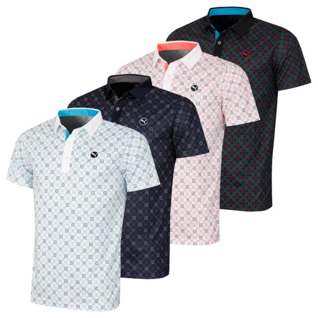 Puma Golf Mens Pure Monogram Comfortable 4-way Stretch Polo Shirt