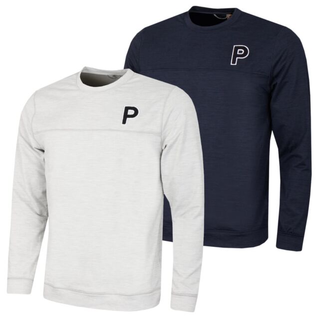 Puma Golf Mens Cloudspun Mositure Wicking Patch Crew Neck Golf Sweater