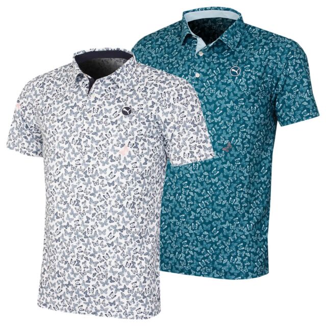 Puma Golf Mens Cloudspun Moisture Wicking Butterfly Golf Polo Shirt