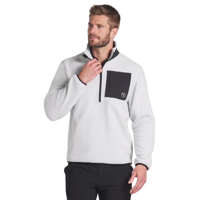 Puma Golf Mens Warmcell Breathable 'Cat' Logo Fleece 1/4 Zip Sweater