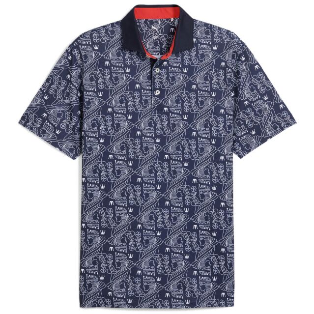 Puma Golf Mens Pique Royal Breathable 4 Way Stretch Wicking Polo Shirt