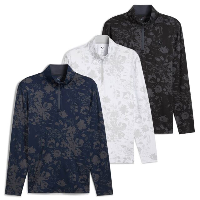 Puma Golf Mens Pure 2.0 Rose Moisture Wicking Stretch 1/4-Zip Golf Sweater