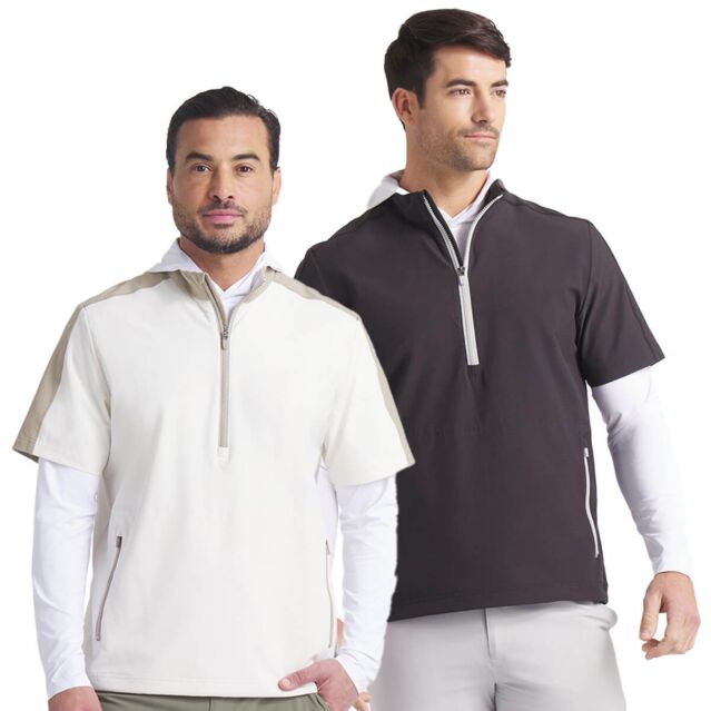 Puma Golf Mens Ripguard SS Pullover Wind Repellent 1/2 Zip Golf Jacket
