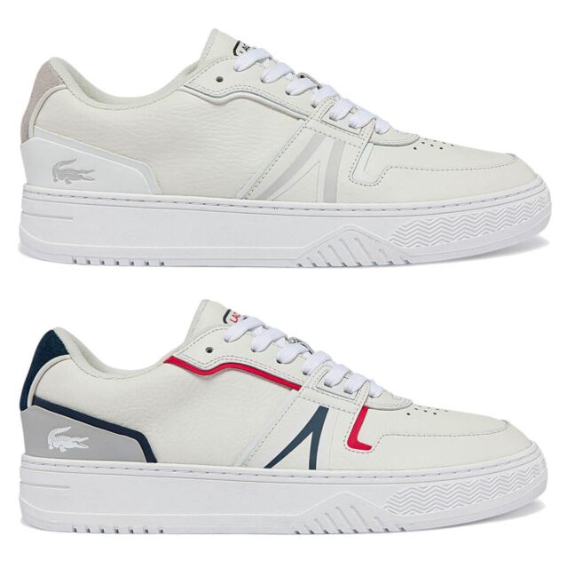 Lacoste Mens L001 0321 1 SMA Modern Embossed Logo Leather Trainers