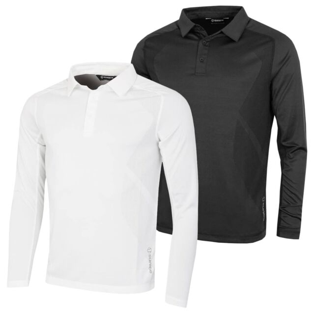 Sunice Golf Mens James Long Sleeve Coollite Moisture Wicking Polo Shirt