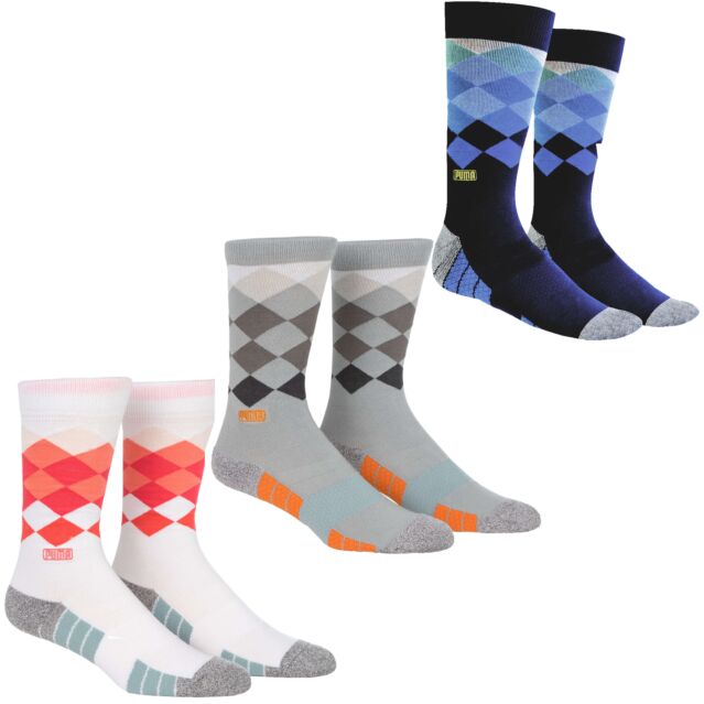 Puma Golf Mens Fusion Argyle Moisture Wicking Stretch Crew Socks