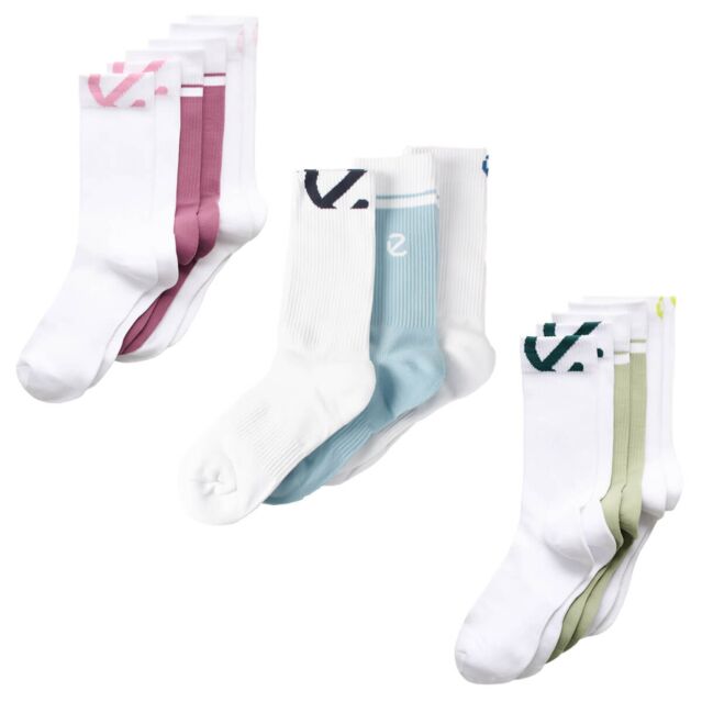 Ecco Womens 2026 Active Everyday Mid Cut 3 Pack Comfortable Breathable Socks