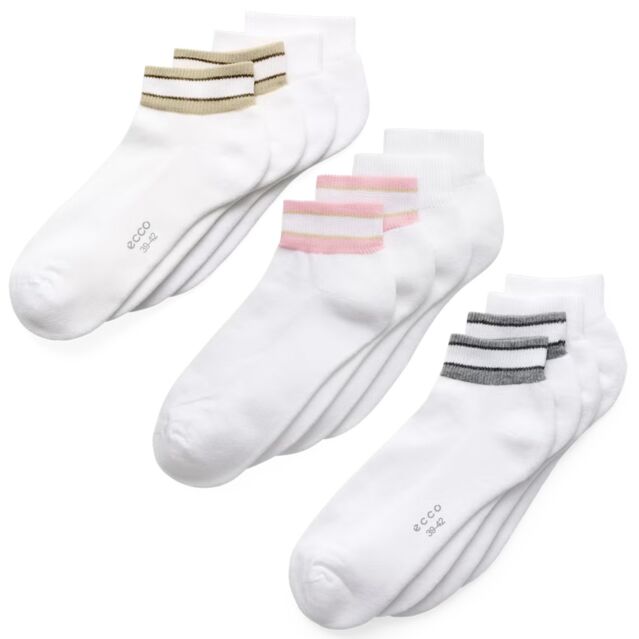 Ecco Unisex 2026 Retro Low Cut 2 Pack Durable Classic Tennis Socks