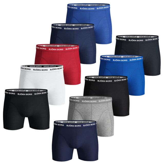 Bjorn Borg Mens Solid 5 Pack Cotton Stretch Branded Waistband Comfort Boxers