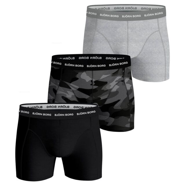 Bjorn Borg Mens Essential 3 Pack Soft Waistband Stretch Boxers