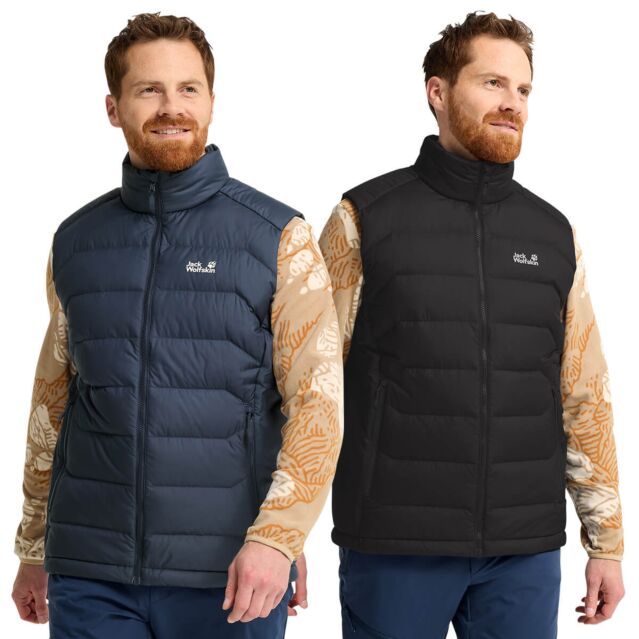 Jack Wolfskin Mens Wild Pass Down Windproof Water Repellent Gilet Vest