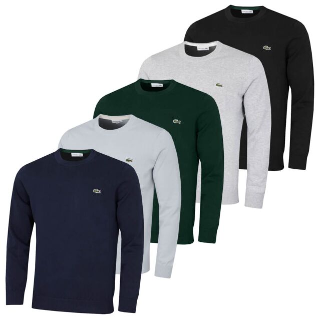 Lacoste Mens Organic Cotton Ribbed Cuffs Hem Crew Neck Sweater
