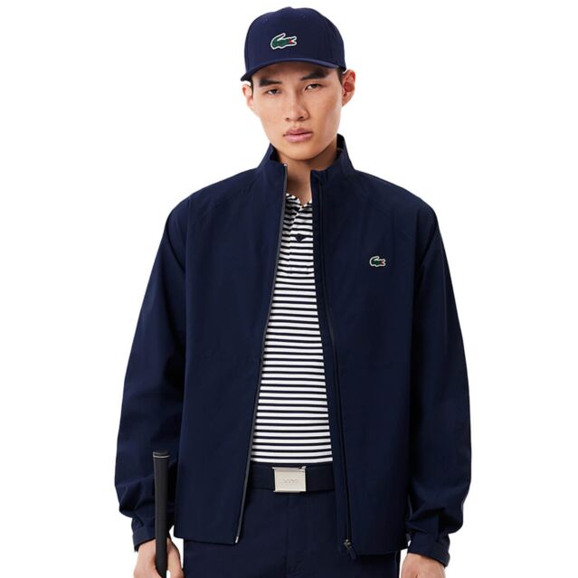 Lacoste Mens Water-Repellent Golf Stretch Windbreaker Jacket